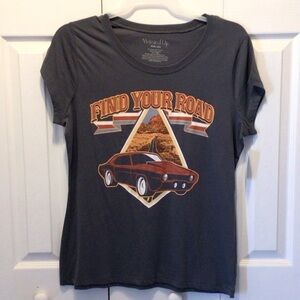 Wound Up Womens Gray Muscle Car Find Your Road Short Sleeve T-Shirt Size XXXL-21
